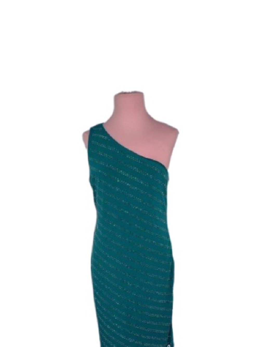 NWT Philosophy Teal One-Shoulder Embellished Sheath Cocktail Dress Size Large